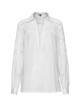 Gothic Style Sexy Deep V Neck Textured Cotton Fabric Thin Velvet Drawstring White Long Sleeves Loose Shirt