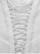 Gothic Style Sexy Deep V Neck Textured Cotton Fabric Thin Velvet Drawstring White Long Sleeves Loose Shirt