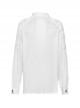 Gothic Style Sexy Deep V Neck Textured Cotton Fabric Thin Velvet Drawstring White Long Sleeves Loose Shirt