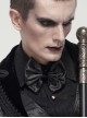 Gothic Style Handsome Flocking Crack Adjustable Black Bow Tie