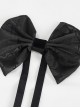 Gothic Style Handsome Flocking Crack Adjustable Black Bow Tie