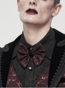 Gothic Style Handsome Flocking Crack Adjustable Red Bow Tie