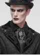 Gothic Style Handsome Printed Braided With Gem Brooch Black Men's Neck Scarf