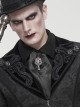 Gothic Style Handsome Printed Braided With Gem Brooch Black Men's Neck Scarf
