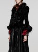 Gothic Style Exquisite Embossed Velvet Gorgeous Plush Splicing Vintage Black Long Sleeves Short Cost