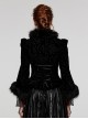 Gothic Style Exquisite Embossed Velvet Gorgeous Plush Splicing Vintage Black Long Sleeves Short Cost
