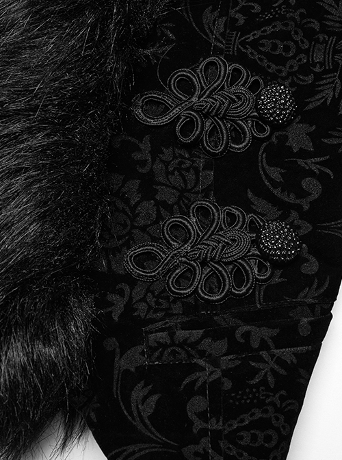 Gothic Style Exquisite Embossed Velvet Gorgeous Plush Splicing Vintage Black Long Sleeves Short Cost