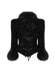 Gothic Style Exquisite Embossed Velvet Gorgeous Plush Splicing Vintage Black Long Sleeves Short Cost