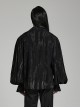 Gothic Style V Neck Ruffled Decoration Tie Dyed Jacquard Weave Black Long Lantern Sleeves Loose Shirt