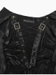 Gothic Style V Neck Ruffled Decoration Tie Dyed Jacquard Weave Black Long Lantern Sleeves Loose Shirt
