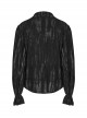 Gothic Style V Neck Ruffled Decoration Tie Dyed Jacquard Weave Black Long Lantern Sleeves Loose Shirt