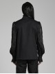 Gothic Style Elegant Ruffle Stand Collar Lace Pleated Woven Applique Vintage Black Long Sleeves Shirt
