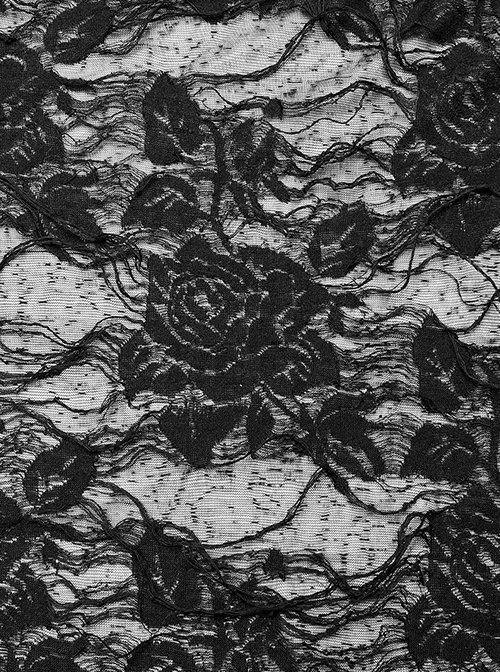 Gothic Style Knit Rose Pattern Ripped Sexy Backless Old Effect Metal Buckle Back Black Hooded Jacket