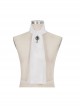Gothic Style Handsome Printed Braided With Gem Brooch White Men's Neck Scarf