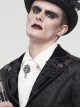 Gothic Style Handsome Printed Braided With Gem Brooch White Men's Neck Scarf