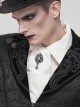 Gothic Style Handsome Printed Braided With Gem Brooch White Men's Neck Scarf