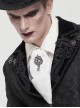 Gothic Style Handsome Printed Braided With Gem Brooch White Men's Neck Scarf