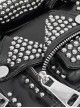 Punk Style Personalized Metal Rivet Zipper Decoration Black Imitation Leather Collar Chain Bag