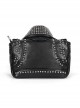 Punk Style Personalized Metal Rivet Zipper Decoration Black Imitation Leather Collar Chain Bag