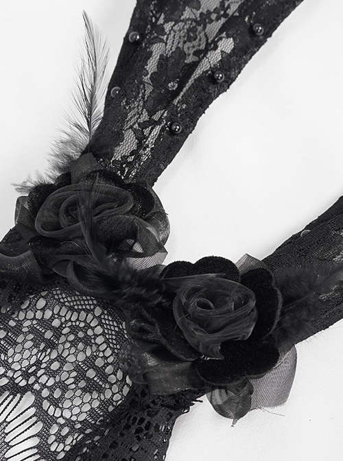 Gothic Style Sexy Lace Mysterious Rabbit Ears Half Covered Black Veil