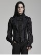 Gothic Style Elegant Lapel Exquisite Lace Ruffle Placket Jacquard Dark Pattern Black Fake Two Piece Vest