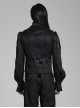 Gothic Style Elegant Lapel Exquisite Lace Ruffle Placket Jacquard Dark Pattern Black Fake Two Piece Vest