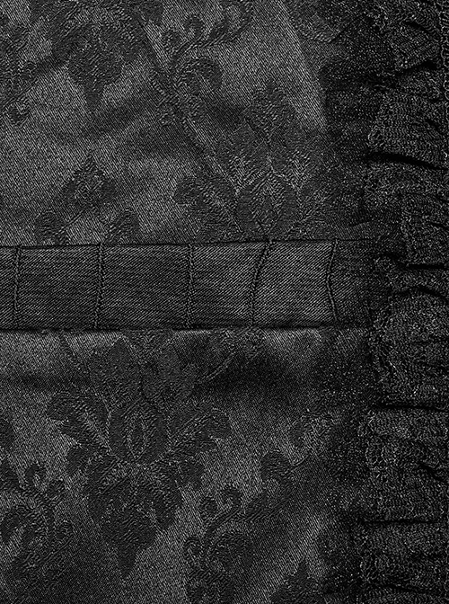 Gothic Style Elegant Lapel Exquisite Lace Ruffle Placket Jacquard Dark Pattern Black Fake Two Piece Vest