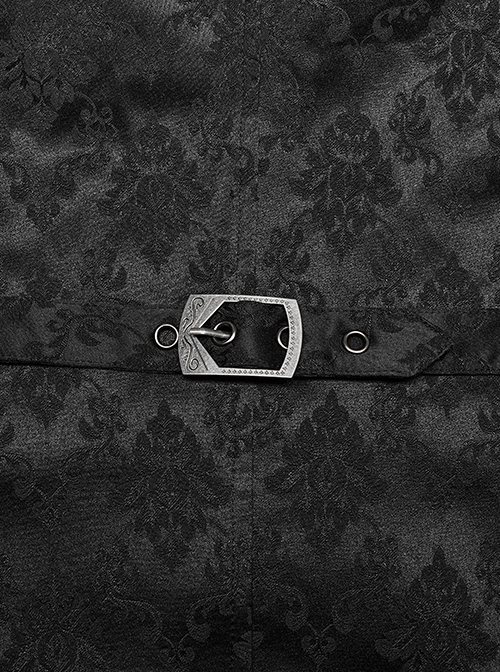 Gothic Style Elegant Lapel Exquisite Lace Ruffle Placket Jacquard Dark Pattern Black Fake Two Piece Vest