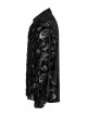 Gothic Style Lapel Gorgeous Flocked Devoured Mesh Vintage Mushroom Button Black Lantern Sleeves Shirt