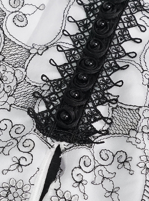 Gothic Style Exquisite Black Lace Embroidered Chiffon Layered Ruffles White Three Dimensional Collar