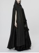 Gothic Style Pointed Lapel Crystal Pendant Decoration Mysterious Lace Applique Black Chiffon Long Cape