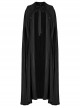 Gothic Style Pointed Lapel Crystal Pendant Decoration Mysterious Lace Applique Black Chiffon Long Cape