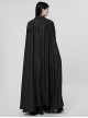 Gothic Style Pointed Lapel Crystal Pendant Decoration Mysterious Lace Applique Black Chiffon Long Cape