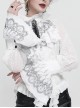 Gothic Style Exquisite Black Embroidered Lace Adjustable Chiffon Layered Ruffles White Oversleeves