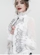Gothic Style Exquisite Black Embroidered Lace Adjustable Chiffon Layered Ruffles White Oversleeves
