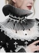 Gothic Style Lace Hard Net With Hand-Sewn Three-Dimensional Ribbon Water Drop Beads Black And White Pleated Collar