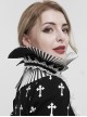 Gothic Style Lace Hard Net With Hand-Sewn Three-Dimensional Ribbon Water Drop Beads Black And White Pleated Collar