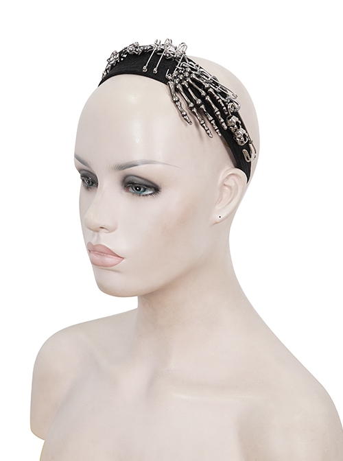 Punk Style Personality Asymmetrical Skull Ghost Claw Black Glossy Striped Halloween Headband