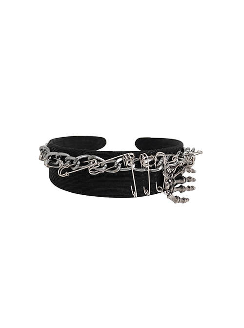 Punk Style Personality Asymmetrical Skull Ghost Claw Black Glossy Striped Halloween Headband