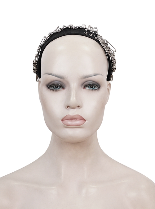 Punk Style Personality Asymmetrical Skull Ghost Claw Black Glossy Striped Halloween Headband