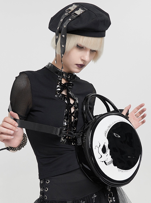 Punk Style Fashion 3D Moon Skull Print Black Devil Backpack