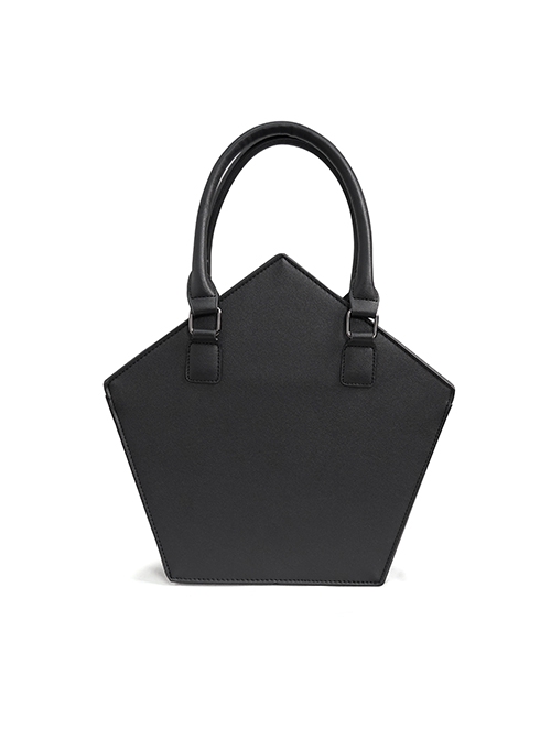 Gothic Style Personalized Five Pointed Star Embossed Shoulder Strap Black Shoulder Strap Crossbody Bag