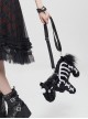 Gothic Style Personalized Plush Unicorn White Skull Pattern Black Fashion Shoulder Strap Handbag