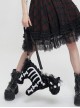 Gothic Style Personalized Plush Unicorn White Skull Pattern Black Fashion Shoulder Strap Handbag