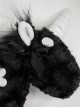 Gothic Style Personalized Plush Unicorn White Skull Pattern Black Fashion Shoulder Strap Handbag