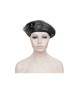 Gothic Style Handsome Shiny Front Middle Skull Pin Decoration Black Imitation Leather Adjustable Beret