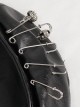 Gothic Style Handsome Shiny Front Middle Skull Pin Decoration Black Imitation Leather Adjustable Beret