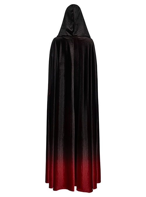 Gothic Style Luxury Velvet Exquisite Lace Ribbon Decoration Black  Red Dreamy Gradient Hooded Long Loak