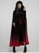 Gothic Style Luxury Velvet Exquisite Lace Ribbon Decoration Black  Red Dreamy Gradient Hooded Long Loak
