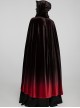 Gothic Style Luxury Velvet Exquisite Lace Ribbon Decoration Black  Red Dreamy Gradient Hooded Long Loak
